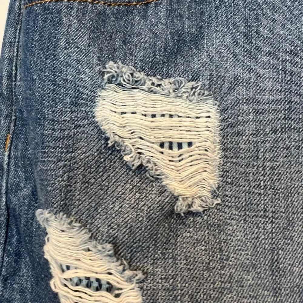 Tommy Hilfiger Distressed Denim Mini Skirt coastal SZ 6